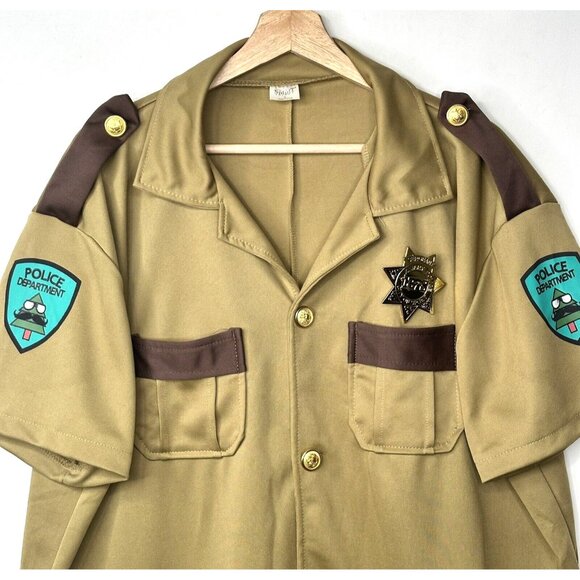 Spirit Halloween Mens Shirt Cosplay Police Sergeant Badge Costume Brown Size XL - Picture 3 of 10